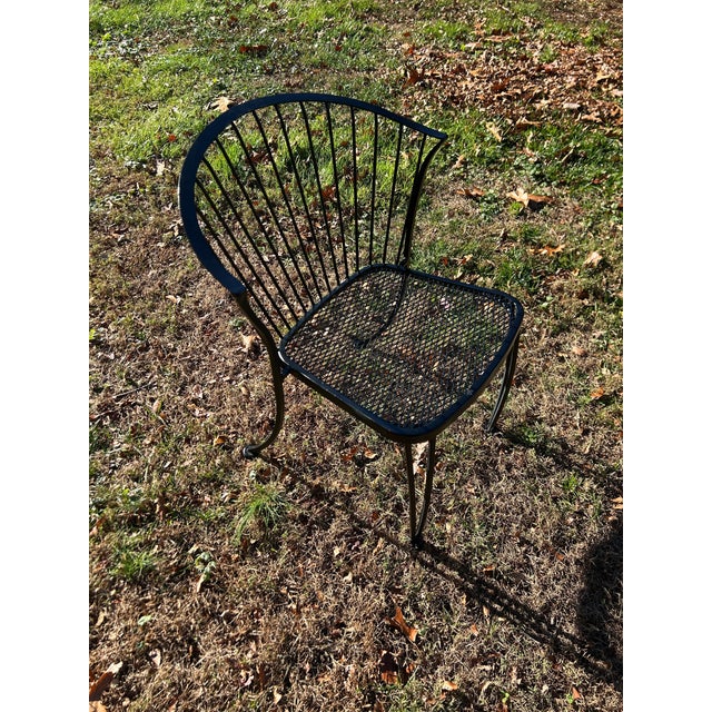 1980s Carolina Forge Wrought Iron Patio Set Table and 4 Chairs, Attributed For Sale - Image 4 of 5
