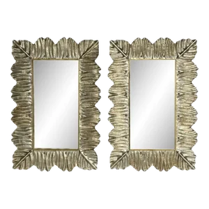 Contemporary, Leaf Motif, Murano Glass, Silver Gilt, Wall Mirrors, Italy, 21st C
