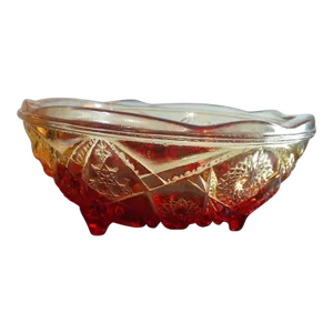 Vintage Jeannette Amberina Glass Decorative Pedestal Bowl