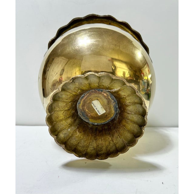Brass Hollywood Regency Brass Cachepot With Fluted Pedestal Ice Bucket For Sale - Image 8 of 10