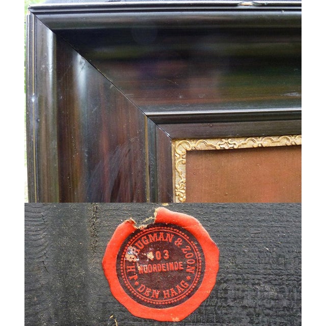 Textile Huge Antique French Oil Painting Portrait, c.1800 Woman in Lace Bonnet, Red Shawl, Heavy 38" X 34" Wood Frame For Sale - Image 7 of 12