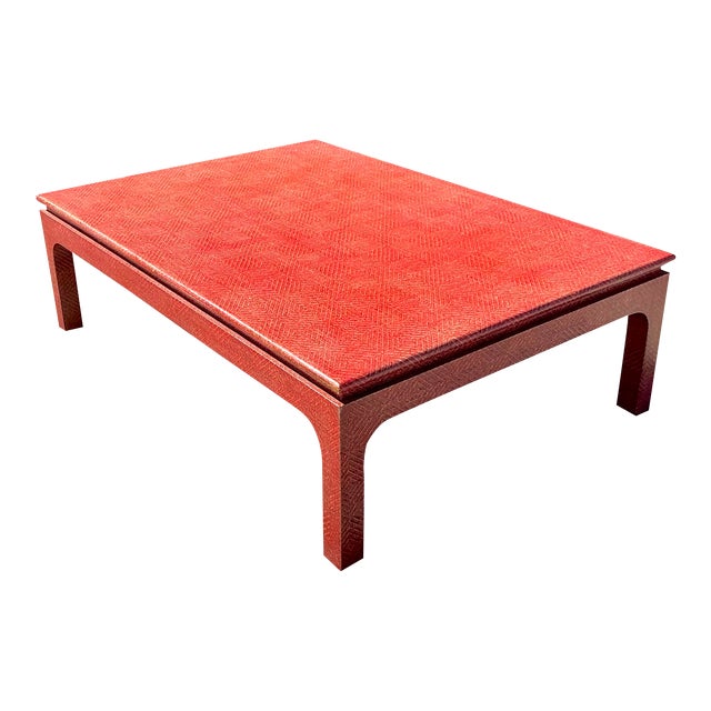 Vintage Boho Harrison Van Horn Grasscloth Coffee Table For Sale