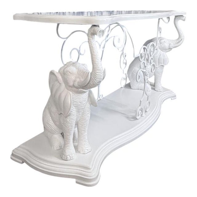 Vintage Hollywood Regency Elephant Console Table For Sale - Image 4 of 10