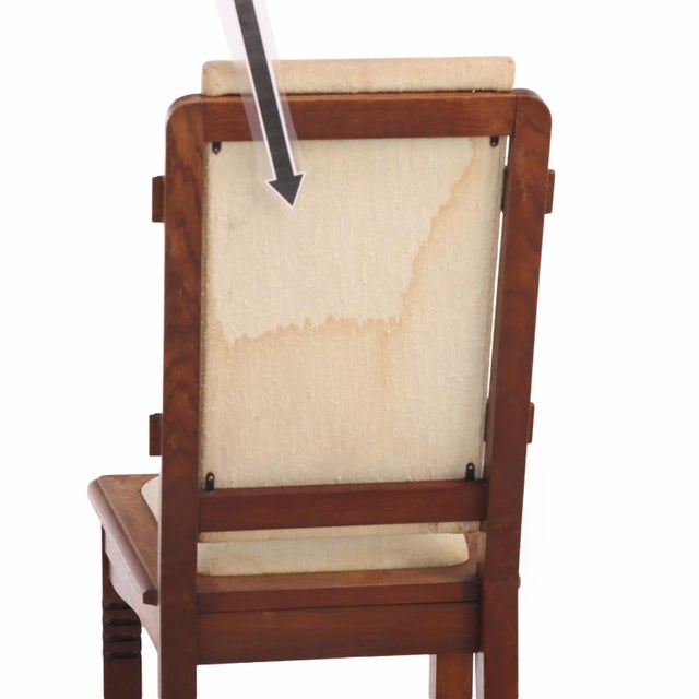 Brown Rare Set of Six French Oak Dining Chairs by Charles Dudouyt, C 1940 For Sale - Image 8 of 11