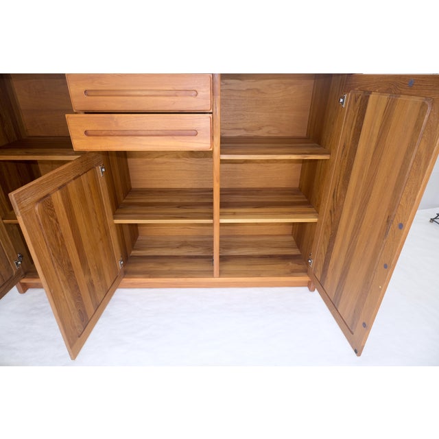 Solid Teak Danish Mid Century Modern 45" Tall 3 Door Compartment Credenza MINT For Sale - Image 11 of 15