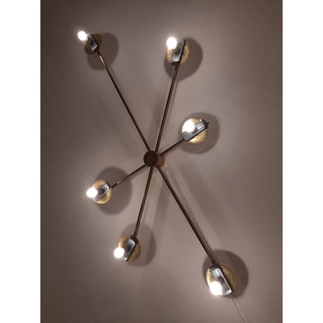 Wall Lamp Model Six Runes Polished Brass in the style of Angel Lelii for Arredoluce For Sale - Image 4 of 11