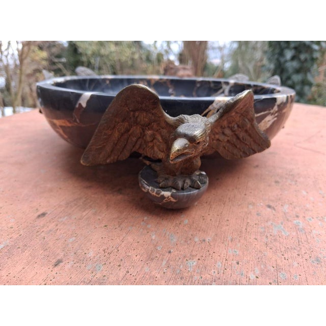 Brown Antique Marble Centerpiece with Bronze Eagles, 1890s For Sale - Image 8 of 16