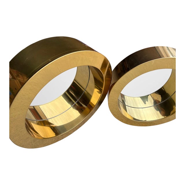 Vintage Curtis Jere Round “Porthole” Brass Mirrors For Sale