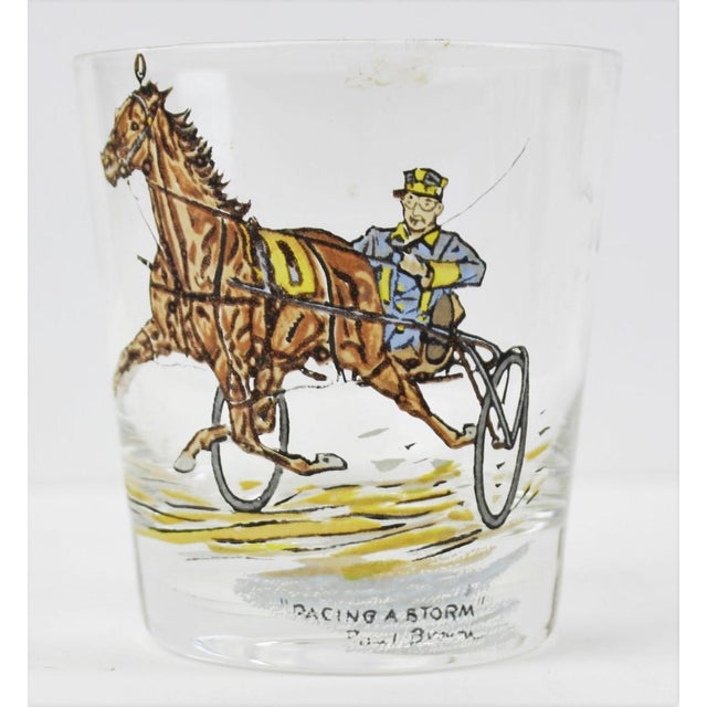 Set X 4 Paul Desmond Brown Harness/ Sulky Old Fashioned Equestrian Glasses For Sale - Image 4 of 5