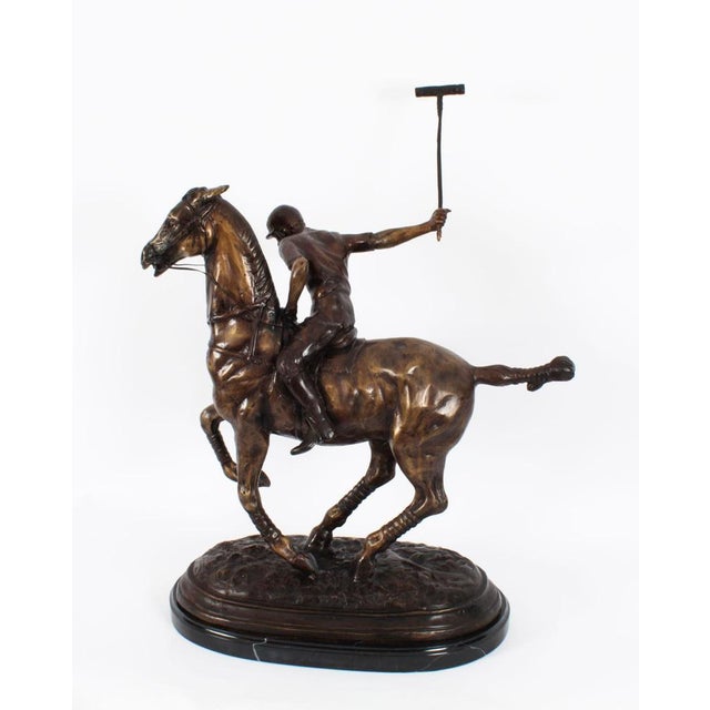 Polo Player Galloping Horse Sculpture, 20th Century, Bronze For Sale - Image 10 of 14