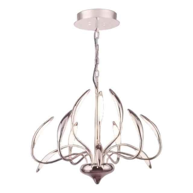 American Stunning Lumimania Wofi Chrome Led Hampton 12 Movable Prong Chandelier For Sale