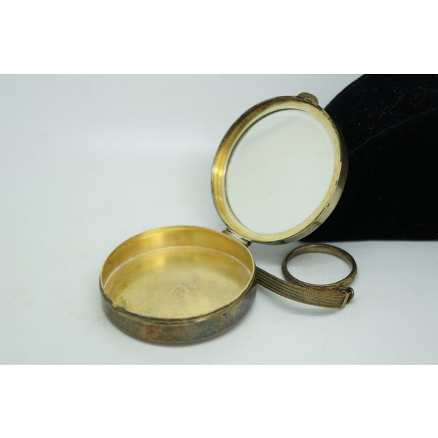 Metal Antique Art Deco Sheffield England Sterling Silver Powder Mirror Compact For Sale - Image 7 of 13