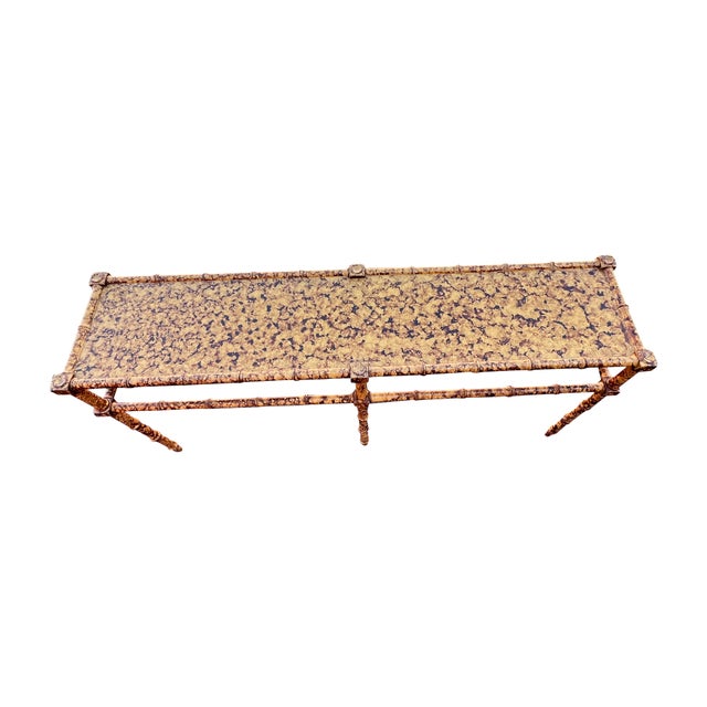 Mid 20th Century Faux Bamboo Tortoise Shell Console Table | Chairish