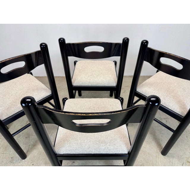Vintage Italian Modern Habitat Style Black Lacquer Dining Chairs—Set of 4 For Sale - Image 9 of 12