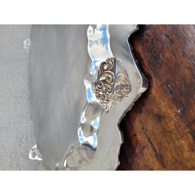 Vintage Silver Metal Tray For Sale - Image 4 of 17
