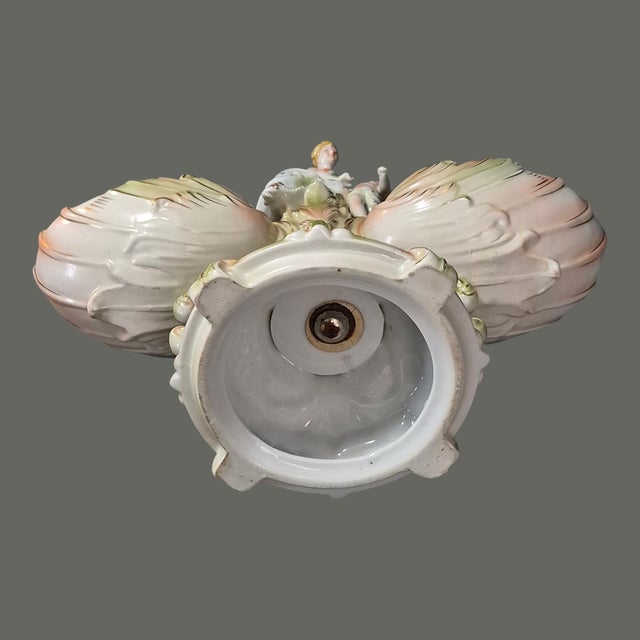 Antique Rococo Attributed Meissen Dresden Lady With Cherub Double Bowls For Sale - Image 14 of 15