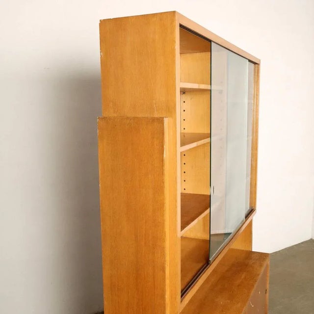 Vintage Italian Bookcase in Oak Veneer, 1950s For Sale - Image 3 of 8