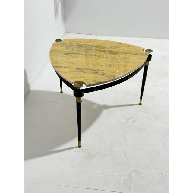 1950s Triangular Coffee Table in Iron, Brass and Marble, Italy, 1950 For Sale - Image 5 of 10