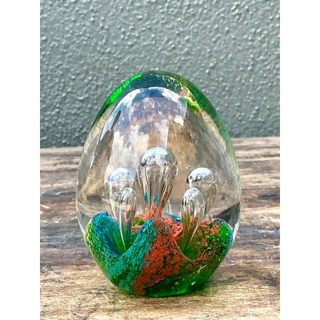 Green Vintage Italian Glass Egg After Murano For Sale - Image 8 of 12