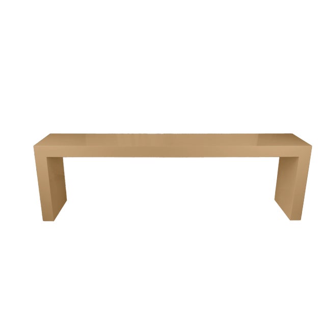 Custom 90" Oversized Waterfall Console Table The material and look of the tabletop of a waterfall console table extends...