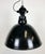 Mid-Century Modern East German Black Enamel Factory Light by LBD Veb Leuchtenbau, Dresden, 1950s For Sale - Image 3 of 16