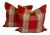 26' European Size Country Checkered Red and Green Velvet Pillow Cases - a Pair For Sale