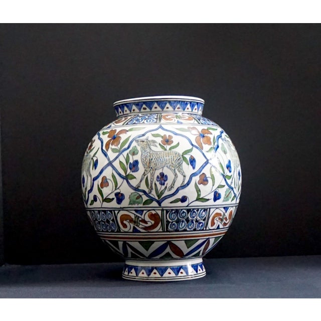Mid-Century Greek Kerameios Halandri Iznik Styled Pottery Vase For Sale - Image 13 of 13