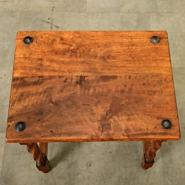 French 20th Century Carved Walnut Stool For Sale - Image 4 of 8