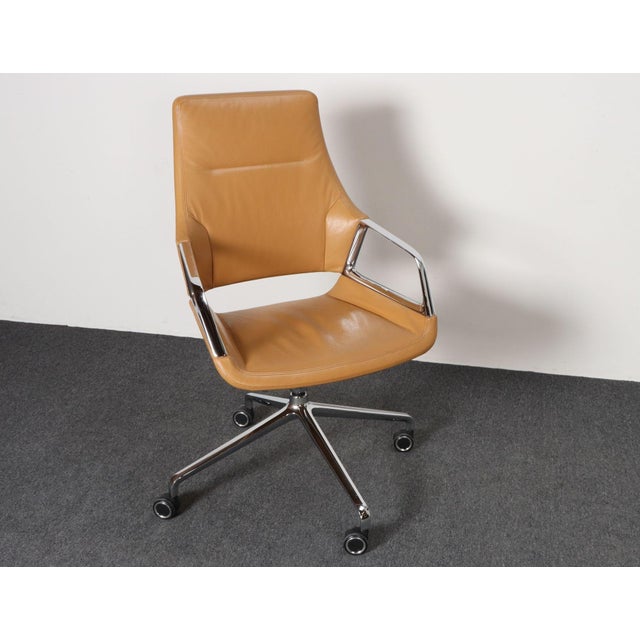 Polished chromed-steel and leather "Graph Chair" Model 301/5 designed by Markus Jehs and Jürgen Laub for Wilkhahn in 2015,...