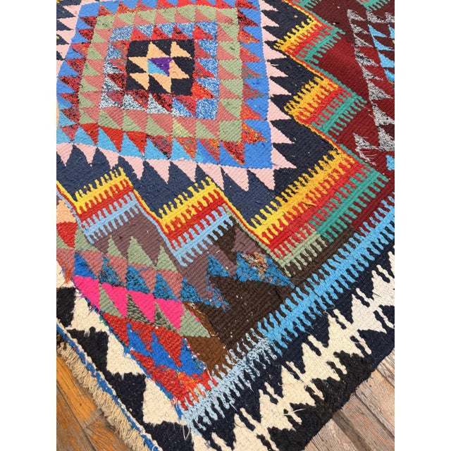 Mid-Century Modern 1940s Antique Multi Diamond Tribal Turkish Village Kilim Wool Rug 5' 4" X 10' For Sale - Image 3 of 6