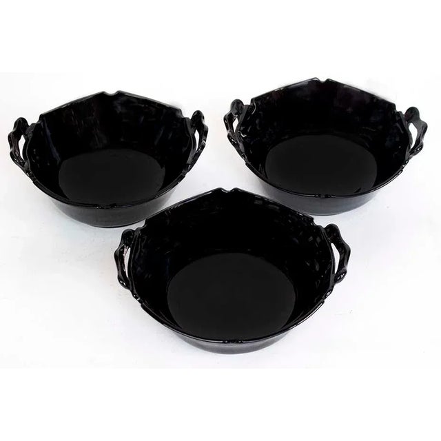 Mid-Century Modern Black Depression Glass Bowls - Set of 3 For Sale - Image 3 of 3