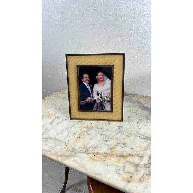 Large Mid-Century Italian Rattan and Brass Photo Holder, 1960s For Sale - Image 12 of 17