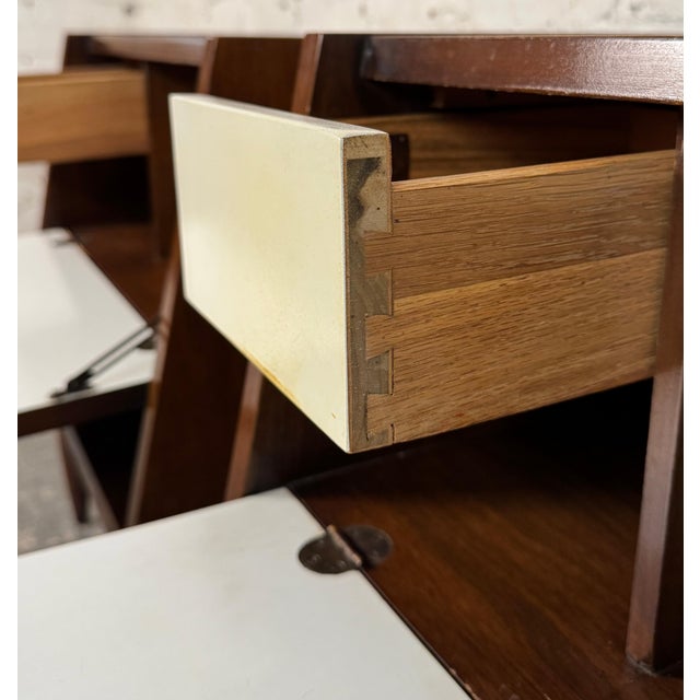 Late 20th Century Pair of Walnut Drop Door Night Stands by Carlton House Fine Furniture For Sale In New York - Image 6 of 16