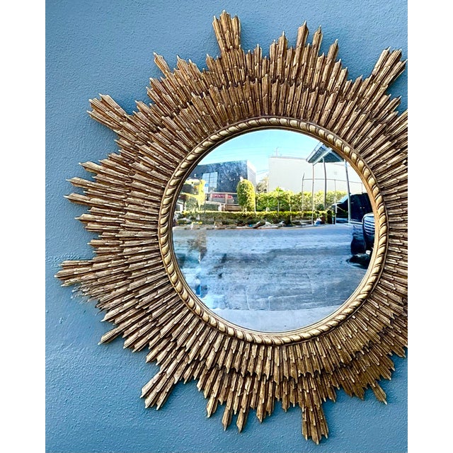 Vintage Gilt Starburst Mirror For Sale - Image 4 of 12