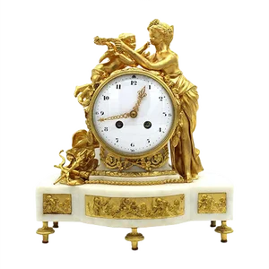 Napoleon III Pendulum Clock in Gilt Bronze and Marble, 19th-Century
