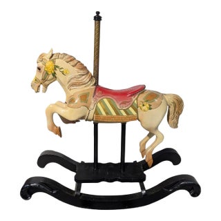 Vintage Hand Painted Carousel Rocking Horse “Yellow Rose” For Sale