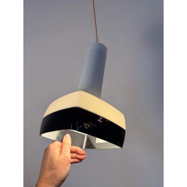 Bent Karlby Black and White Pendant Lamp by Bent Karlby for Schrøder-Kemi, 1970s For Sale - Image 4 of 11