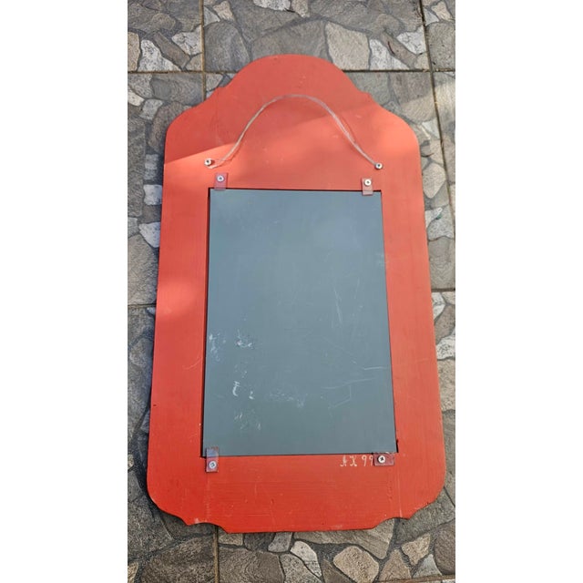 Painted Wooden Mirror with Flower Decor, 1970s For Sale - Image 3 of 7