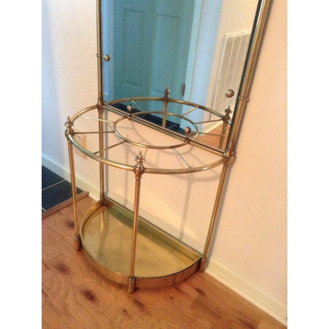 1970s Vintage Solid Brass Hall Tree with Mirror and Umbrella Cane Stand For Sale - Image 5 of 6