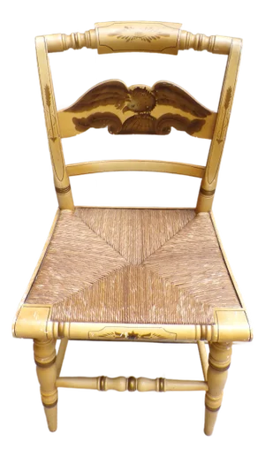 Vintage Americana Pillow Back Hitchcock Eagle Stenciled Rush Seat Dining Chair