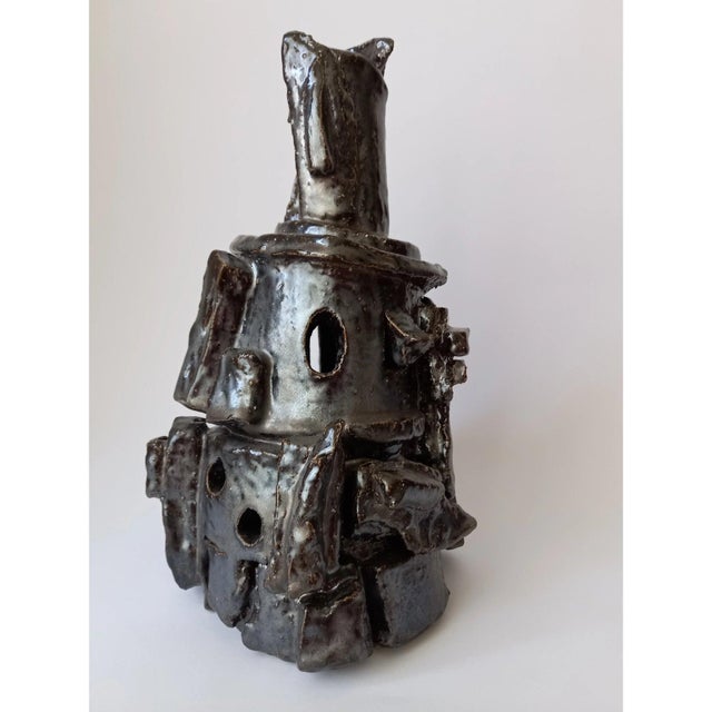 Exceptional Sculptural Ceramic Vase 'Samourai' For Sale - Image 6 of 9