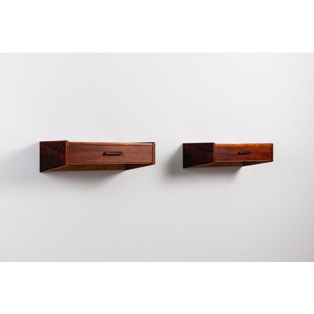 Mid-Century Modern Scandinavian Floating Nightstands in Rosewood, Denmark, 1960, Set of 2 For Sale - Image 3 of 13