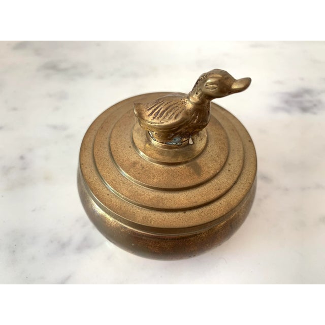 1950s 1950s Vintage Brass Trinket Box Duck For Sale - Image 5 of 5