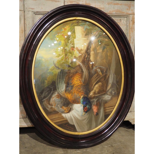 Nature morte art, such as this signed French pastel on canvas, was popularized in northern Europe during the 18th and 19th...