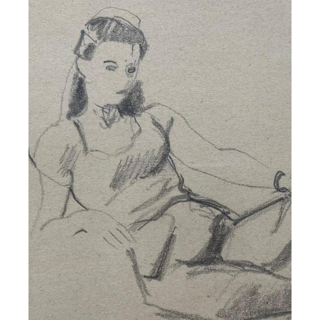 Benjamin II Vautier, Posing Lady, Graphite on Paper For Sale - Image 4 of 11