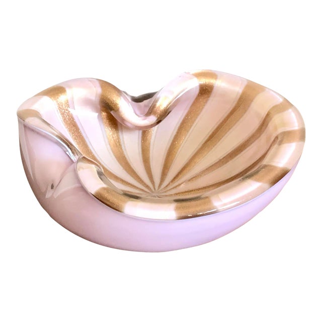 1950s Alfredo Barbini Pink Gold Circus Tent Murano Glass For Sale