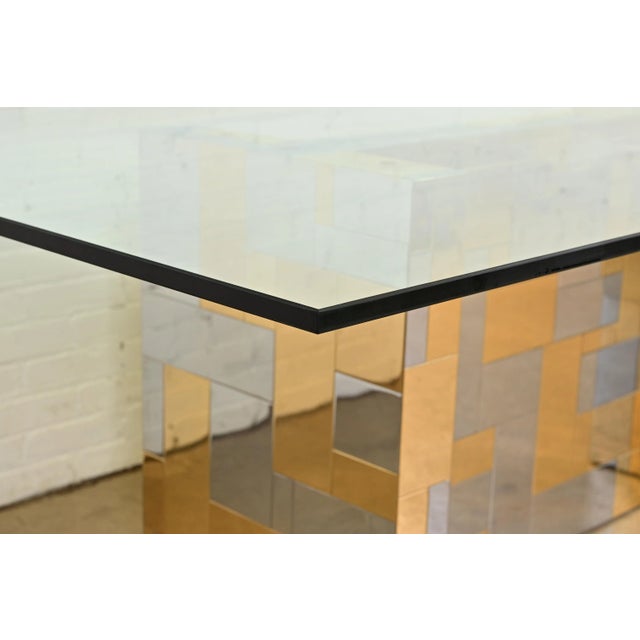 Paul Evans for Directional Cityscape Chrome and Brass Pedestal Dining Table, 1970s For Sale In South Bend - Image 6 of 10