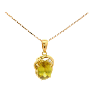 Sphene Diamond 18k Gold Pendant Necklace