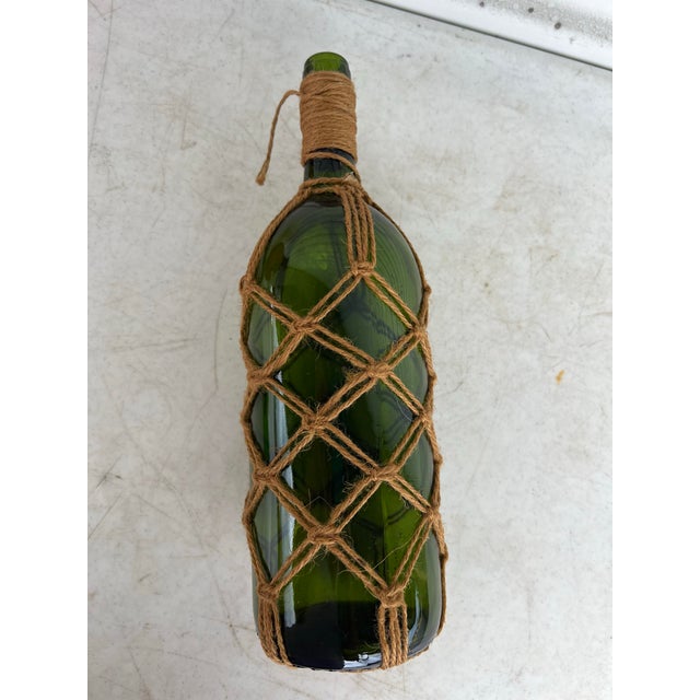 Mid 20th Century Mid Century Vintage Green Bottle With Macrame Rope Decanter,Vase For Sale - Image 5 of 5