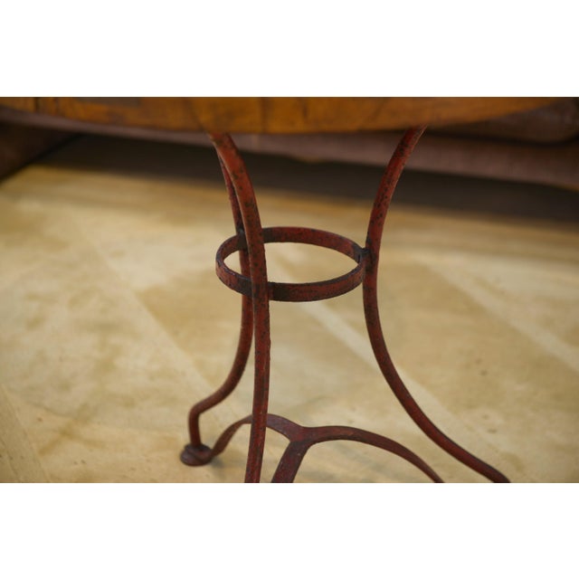 Wood Patinated Bistro Table with Oak Top, 1950s For Sale - Image 7 of 10